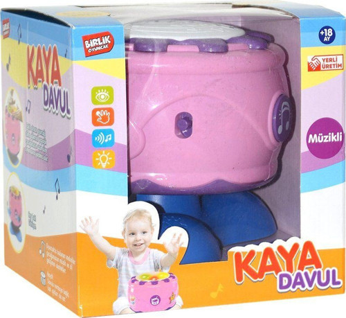 URT009-02 Pilli Işıklı Kaya Davul Pembe / +18 ay Kız Erkek Çocuk Oyuncak Eğitici Oyuncaklar
