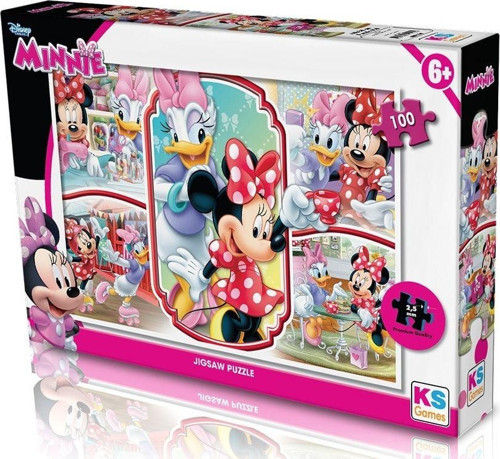 KS Puzzle 100 Parça Minnie Mouse Kız Erkek Çocuk Oyuncak Eğitici Oyuncaklar