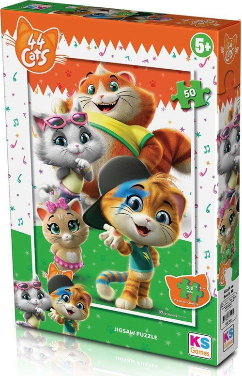 CAT 709 44 Kedi Puzzle 50 Parça - Ks Puzzle Kız Erkek Çocuk Oyuncak Eğitici Oyuncaklar