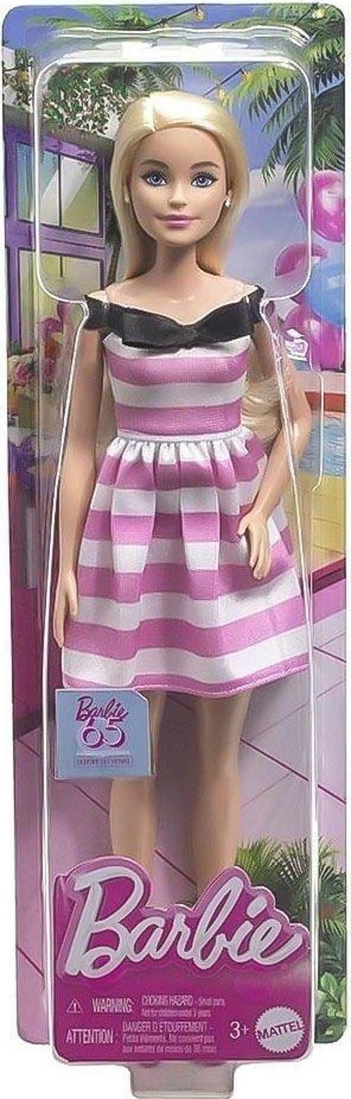 HTH66 Barbie 65.Yıl Özel Pembe Elbiseli Bebek Kız Erkek Çocuk Oyuncak Eğitici Oyuncaklar