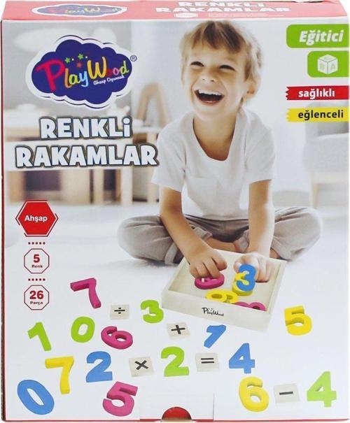 ONY-401 Ahşap Renkli Rakamlar 26 Parça Kız Erkek Çocuk Oyuncak Eğitici Oyuncaklar