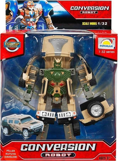S00081234 1/32 ROBOT TRANSFORMER SES/IŞK 10A -SUN Kız Erkek Çocuk Oyuncak Eğitici Oyuncaklar