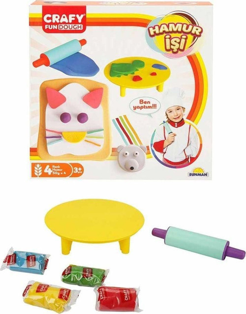 Crafy Hamur İşi Oyun Hamuru Seti 200 g 6 Parça Kız Erkek Çocuk Oyuncak Eğitici Oyuncaklar