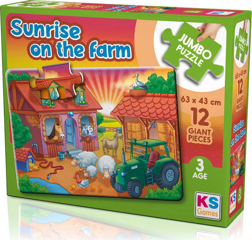 KS Games Sunrise On The Farm 12 Parça Puzzle Kız Erkek Çocuk Oyuncak Eğitici Oyuncaklar