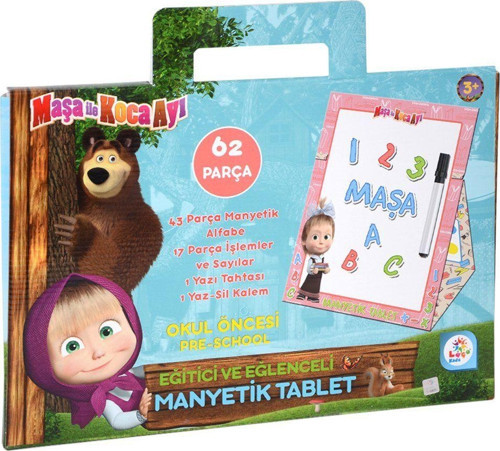 MS7582 MASHA KOCA AYI MANYETİK TABLET Kız Erkek Çocuk Oyuncak Eğitici Oyuncaklar