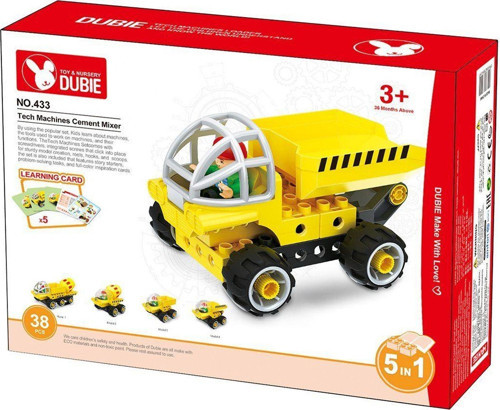 433 Dubie İnşaat Araçları 5in1 / 38 parça +5 Kart /+3 yaş Kız Erkek Çocuk Oyuncak Eğitici Oyuncaklar