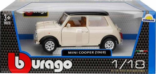 12036 Sunman, 1:18 Mini Cooper 1969 Model Araba Kız Erkek Çocuk Oyuncak Eğitici Oyuncaklar