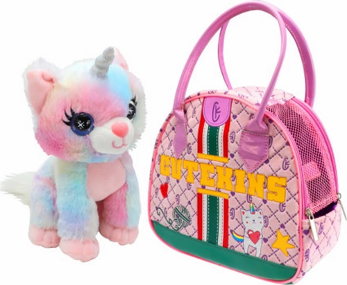 Cutekins Peluş Caticorn Posh Taşıma Çantalı Kız Erkek Çocuk Oyuncak Eğitici Oyuncaklar