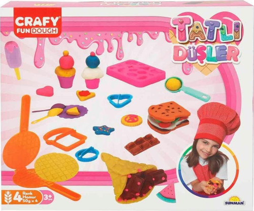 3493 Crafy Tatlı Düşler Oyun Hamuru Seti 200 g 22 Parça Kız Erkek Çocuk Oyuncak Eğitici Oyuncaklar
