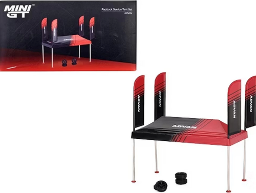 Mini Gt 1/64 Paddock Service Tent Set ''ADVAN'' Kız Erkek Çocuk Oyuncak Eğitici Oyuncaklar