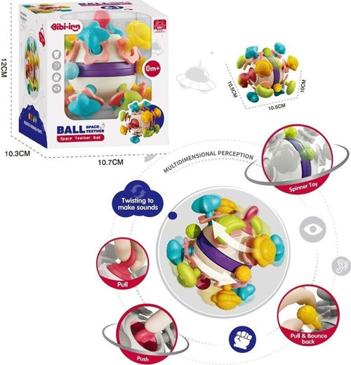 BIB6034-Vardem 6 in 1 Diş Kaşıyıcılı Bebek Topu Kız Erkek Çocuk Oyuncak Eğitici Oyuncaklar