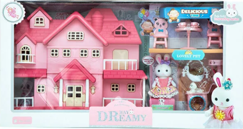 Bay Dreamy Villa ve Evcil Hayvanlı Mini Tavşan Oyun Seti Kız Erkek Çocuk Oyuncak Eğitici Oyuncaklar