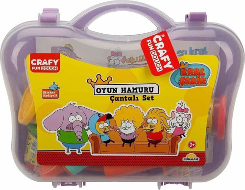 2463 Crafy Kral Şakir Çantalı Oyun Hamuru Seti 200 g 20 Parça Kız Erkek Çocuk Oyuncak Eğitici Oyunca
