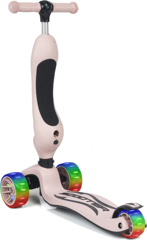 Smart Oturaklı 3 Tekerlekli Işıklı Scooter Bebe Somon Kız Erkek Çocuk Oyuncak Eğitici Oyuncaklar