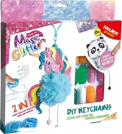 Paulinda Magic Glitter 2n1 DIY Keychains Hobi Set S00095608 Kız Erkek Çocuk Oyuncak Eğitici Oyuncakl