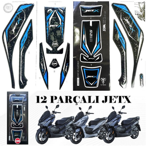 JET X 125 MAVİ TANK PAD SETİ 12 PARÇALI ORJİNAL SYM