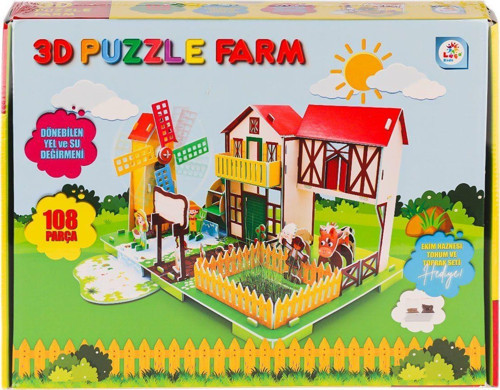 LC0115 3D Boyutlu Çiftlik Puzzle -Laçokids Kız Erkek Çocuk Oyuncak Eğitici Oyuncaklar