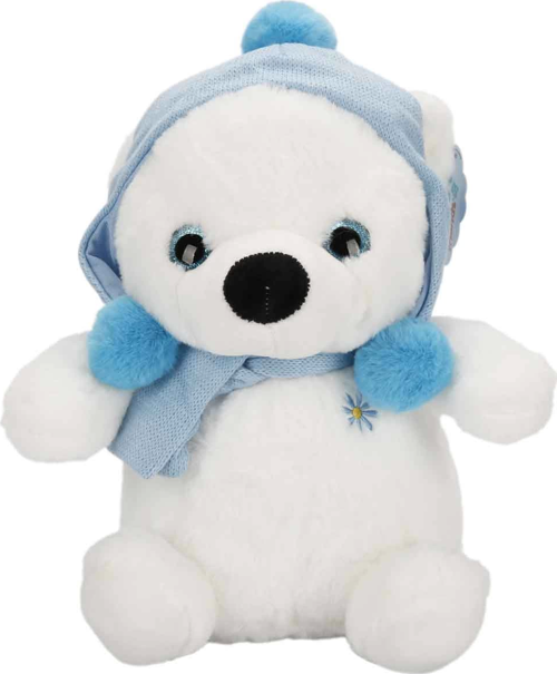 Şapkalı ve Atkılı Peluş Kutup Ayısı 30cm S00004773 Kız Erkek Çocuk Oyuncak Eğitici Oyuncaklar