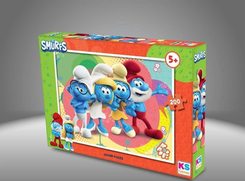 SMR 113 SMURF ŞİRİNLER 200 PRÇ PUZZLE -KS Kız Erkek Çocuk Oyuncak Eğitici Oyuncaklar