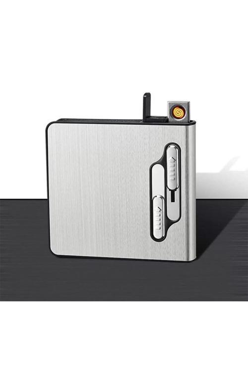Usb Girişli Şarjlı Kısa Sigara Tabakası Gümüş