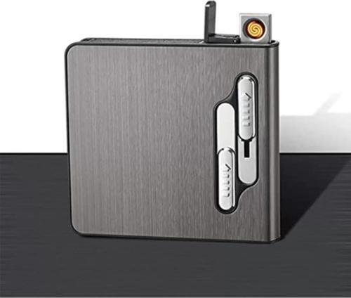 Usb Girişli Şarjlı Kısa Sigara Tabakası Siyah, Rüzgarda Sönmez, Otomatik Basmalı