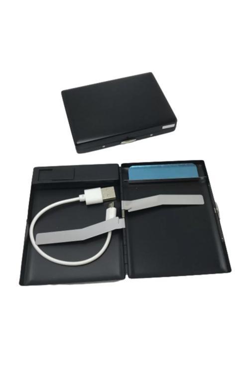 Usb Şarjlı Metal Çakmaklı Kısa Slim Sigara Tabakası