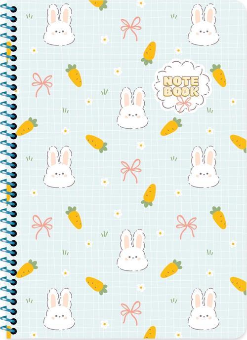 Keskin A4 Çizgili Karton Kapak Kawaii Defter - Tavşan