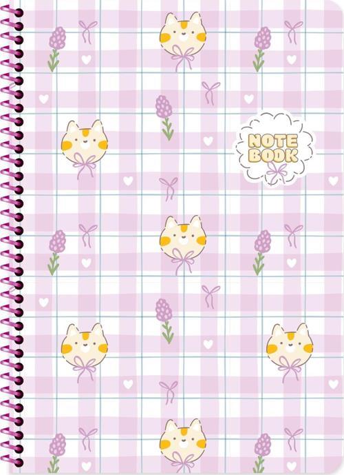 Keskin A4 Çizgili Karton Kapak Kawaii Defter - Kedi