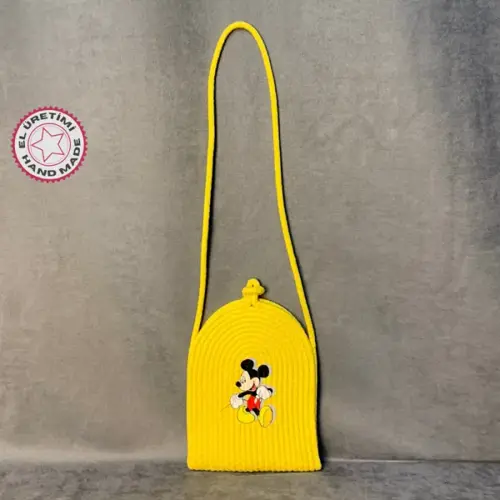 - Arzu 4080 El Örgüsü Mickey Mouse Baskılı Sarı Kız Çocuk Çapraz Çanta