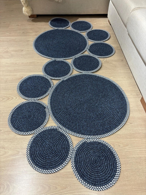 Siyah Snake Hasır Jüt Bej Yolluk Halı Kilim