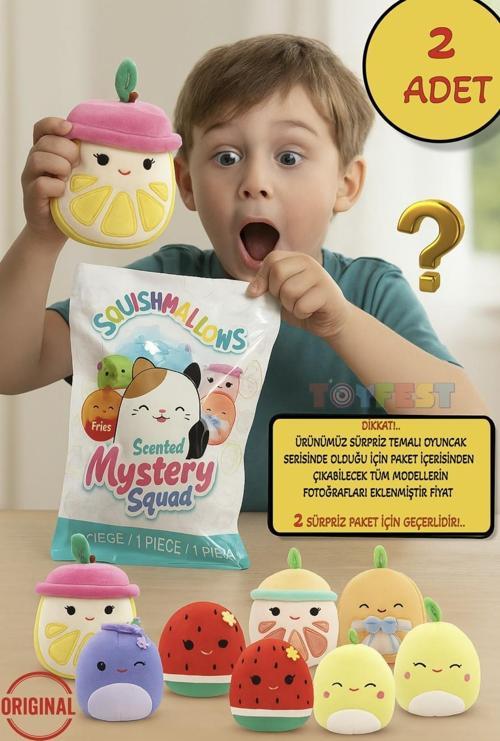 2 ADET Sürpriz Kokulu Squishmallows Mystery Squad Meyve Temalı Sürpriz Paket - 2 ADET - 13 CM
