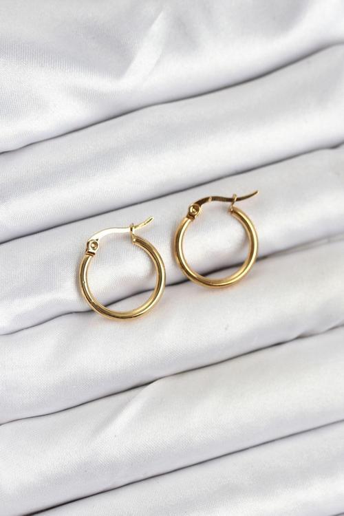 316L Çelik Gold Renk 15 mm Halka Kadın Küpe