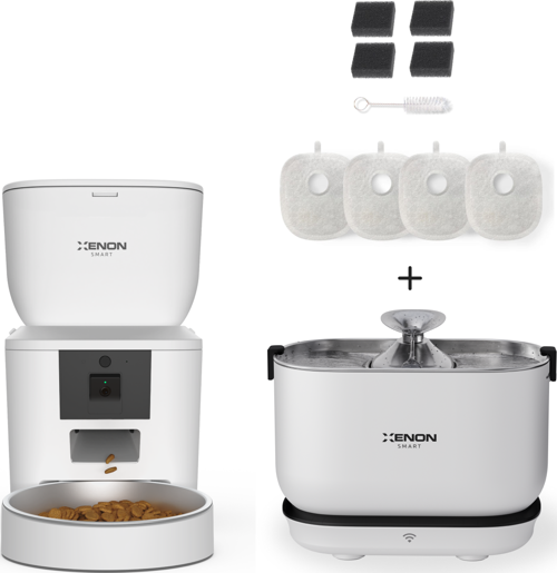 Akıllı 4LT Çelik Hazneli Mama Kabı Akıllı Otomatik Şarj Edilebilir Bataryalı Su Pınarı ve Yedek Filtre 3'lü Pet Seti