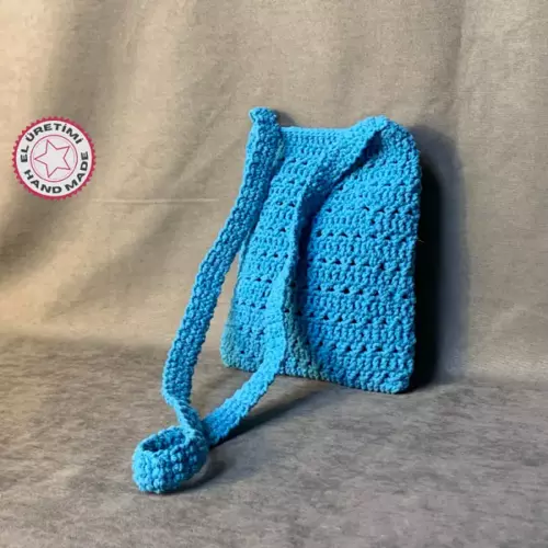 - Emine 9106 El Örgüsü Minik Çapraz Çanta - Mavi