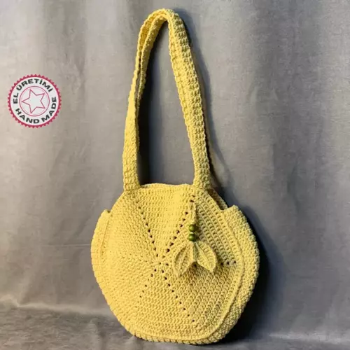 - Emine 9106 El Örgüsü Pamuk İp Altıgen Çanta - Sarı