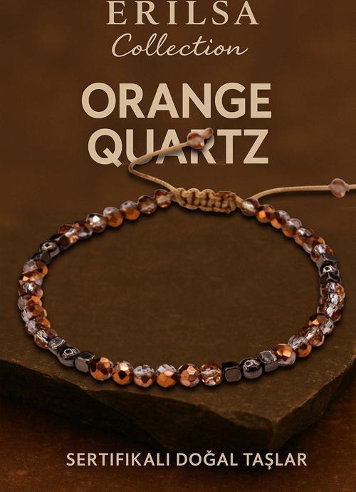 Sertifikalı Fasetli Portakal Kuvars Doğal Taş Bileklik İnce Model – Şık Tasarım