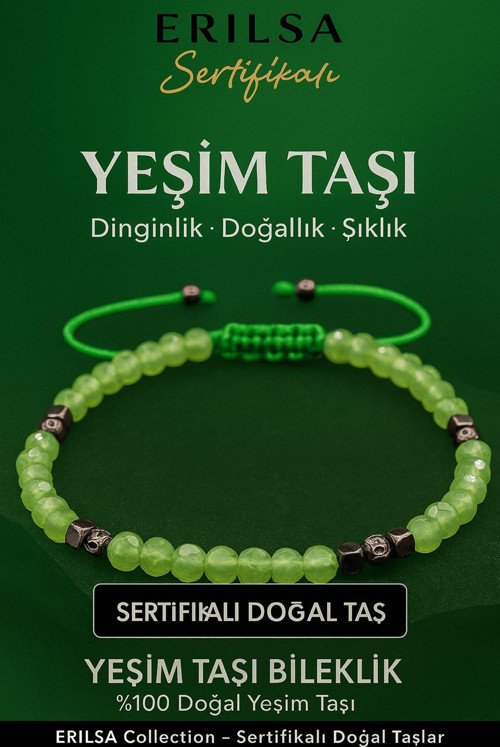 Sertifikalı Fasetli Terahertz Yeşim Doğal Taş Bileklik İnce Model – Zarif ve Şık Tasarım