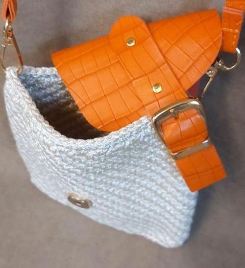 - Özlem 9422 4533 El Örgüsü Deri Kapaklı Makrome İp Kadın Omuz Çantası - Bej