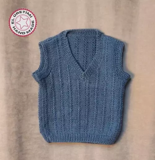 - Talia 8659 8748 El Örgüsü Mavi Erkek Çocuk Süveter - 2 Yaş