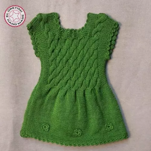- Talia 8659 El Örgüsü Kız Çocuk Elbise - Bandana - Patik Üçlü Takım - 2 Yaş