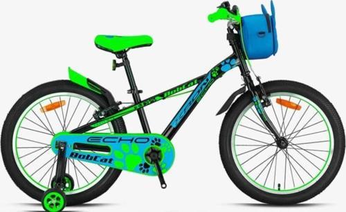 BOBCAT 20 Jant Vitessiz V-Fren Çantalı Çocuk Bisikleti Siyah Mavi Yeşil