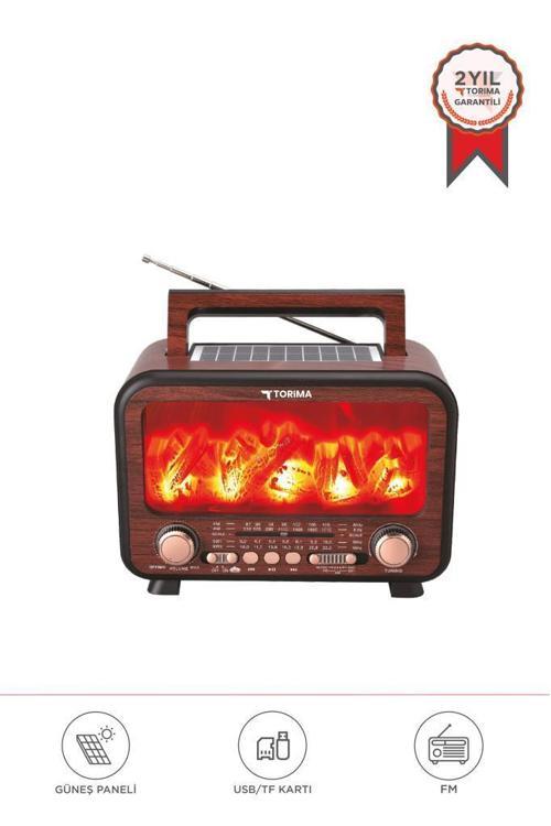 D72 Koyu Ahşap Nostalji Kablosuz Speaker Bluetooth Hoparlör Radyo Solar Panelli