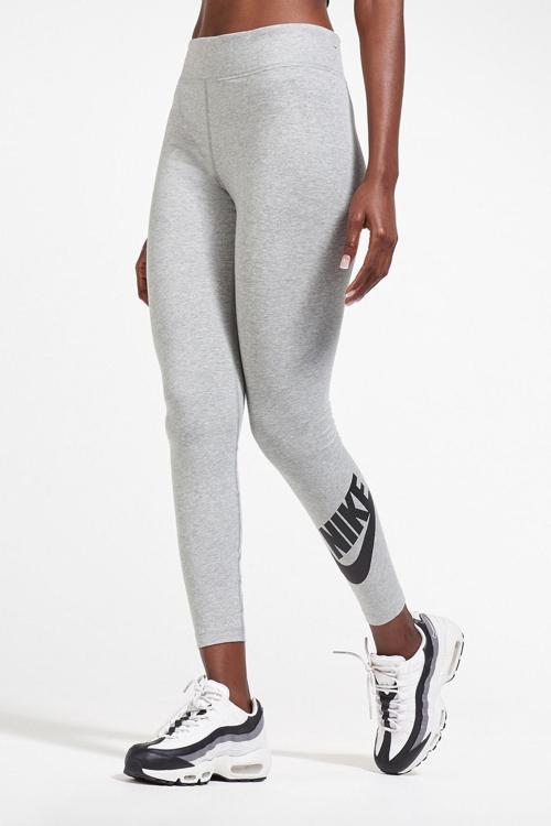 Sportswear Club High Rise Leggings Yüksek Belli Pamuklu Gri Tayt