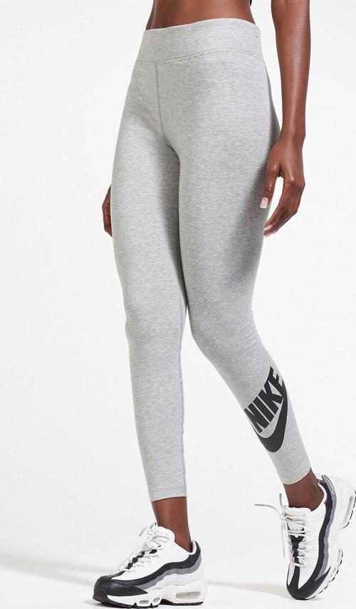 Sportswear Club High Rise Leggings Yüksek Belli Pamuklu Gri Tayt