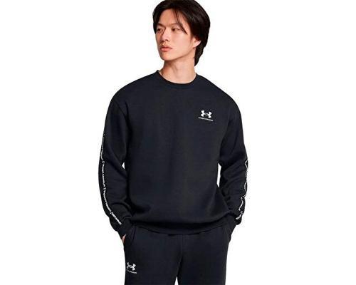 Ua Icon Fleece Crew Taping Erkek Günlük Sweatshirts 1389357-001 Siyah
