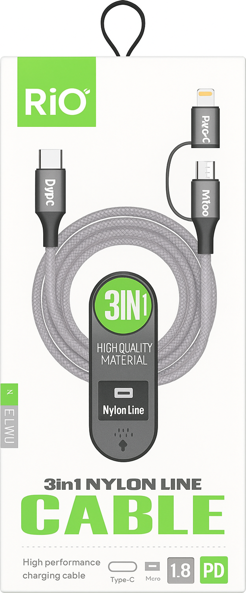 3in1 Örgülü Kablo Type-C to Type-C&Lightning-X6 PD/3in1