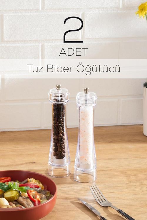 5915366 Baharat Öğütücü 2li Set Değirmen Baharat Değirmeni El Değirmeni Tuz Karabiber Öğütücü Baharatlık
