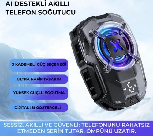 Dijital Göstergeli  Turbo Fan Işıklı Klipsli 27W Telefon Soğutucu Radyatör Tüm Telefonlara Uyumlu