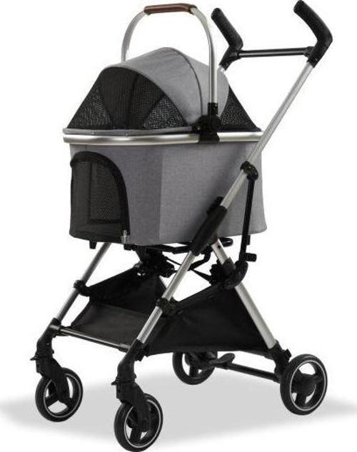 Katlanabilir Köpek Arabası Koyu Gri 60x44x100 cm