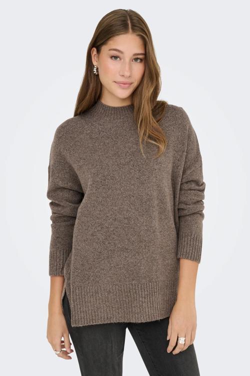 Kadın Onlhazel Yarım Balıkçı Oversize Yünlü Örme Kazak 15352853 Kahverengi
